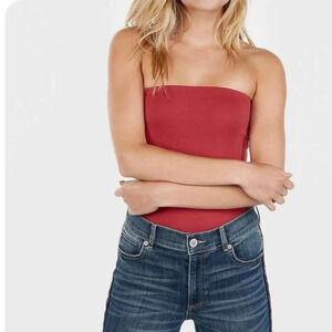 Express One Eleven Tube Top Burnt Orange Size Large Strapless With Built-in Bra